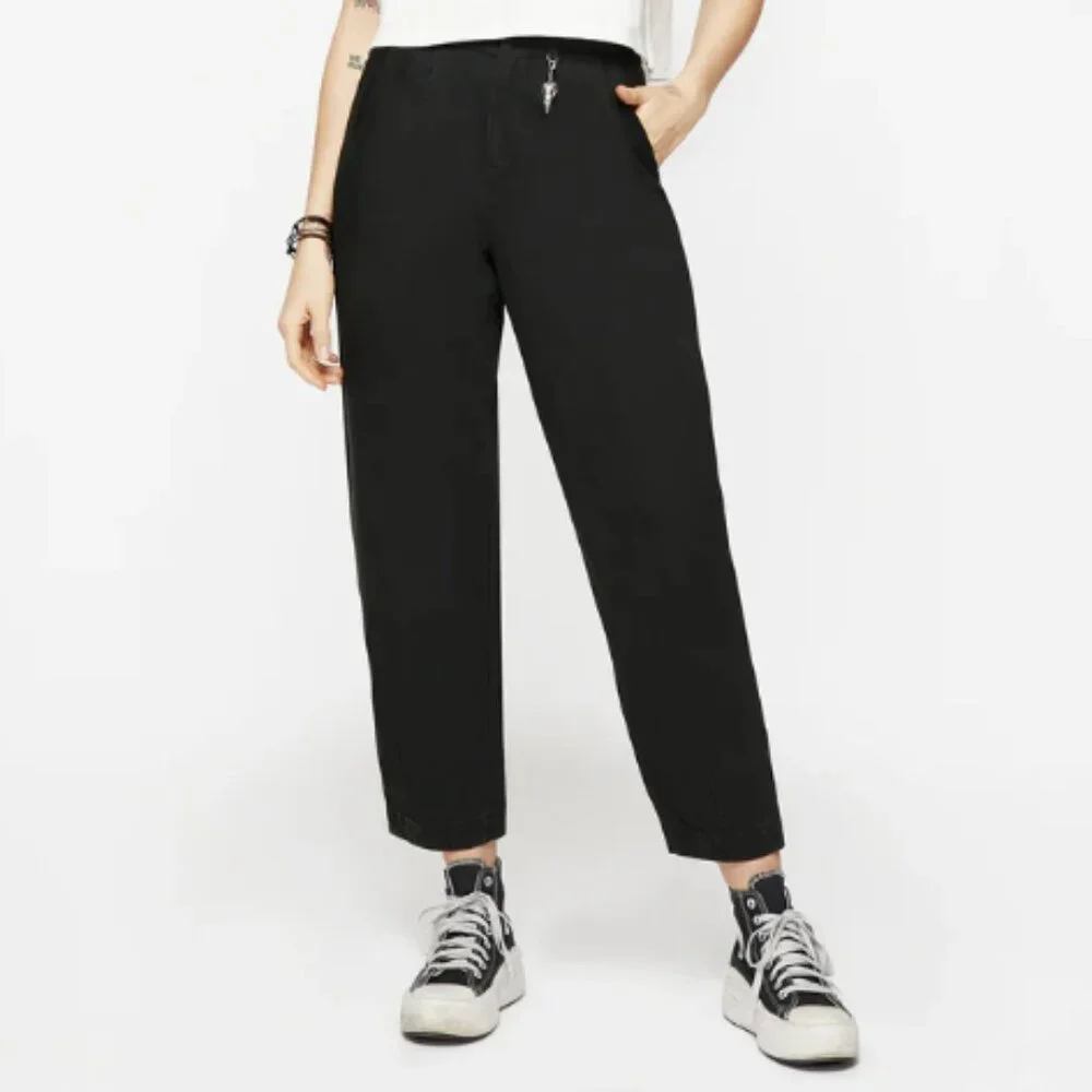 NEW Disturbia Womens Osteomancy Washed Cotton Tapered Trousers US 6 Black Goth - Picture 1 of 6